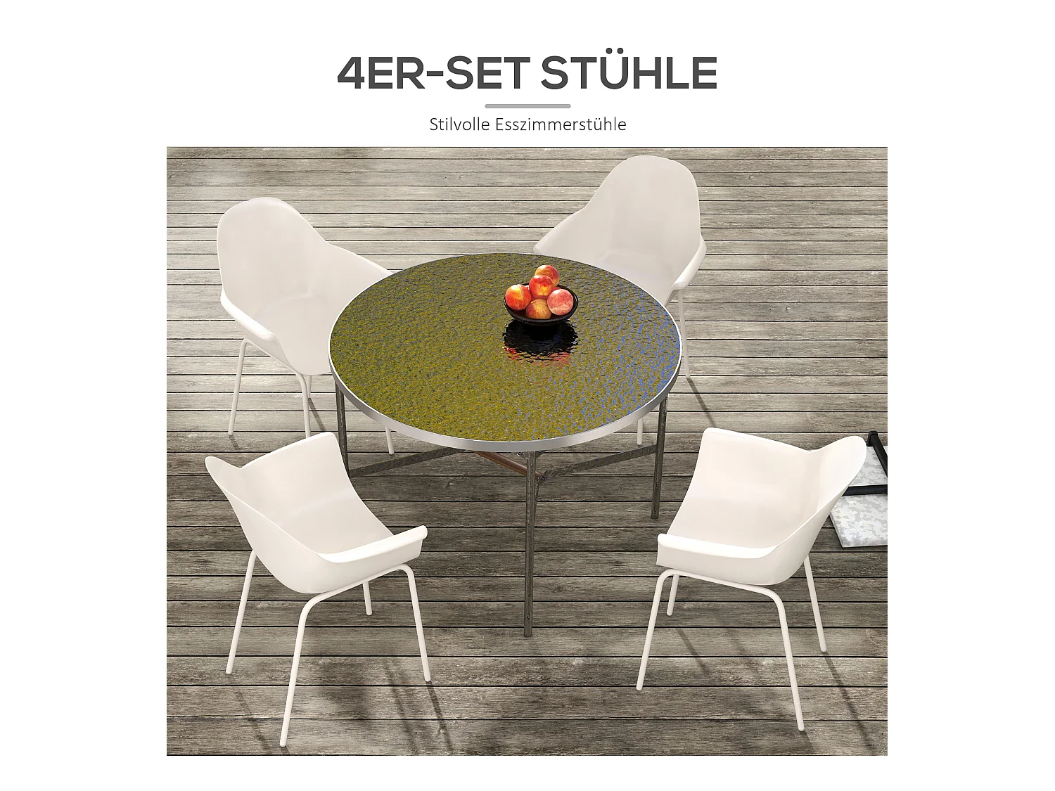 Set de 4 chaises de jardin empilables avec accoudoirs et dossier, acier, gris (59x55x84 cm)