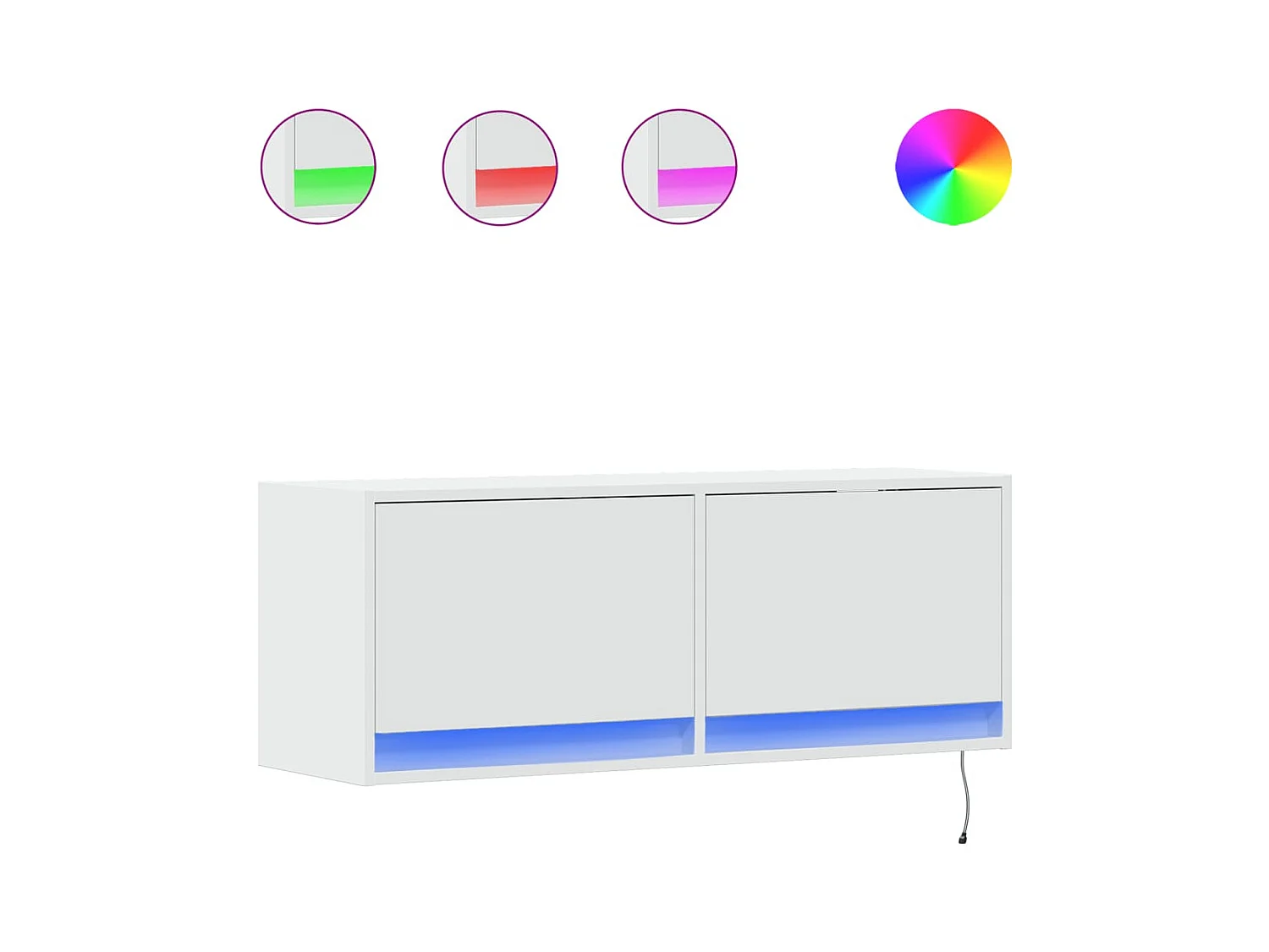 Mobile porta TV a parete con luci LED, bianco, 100x31x35 cm