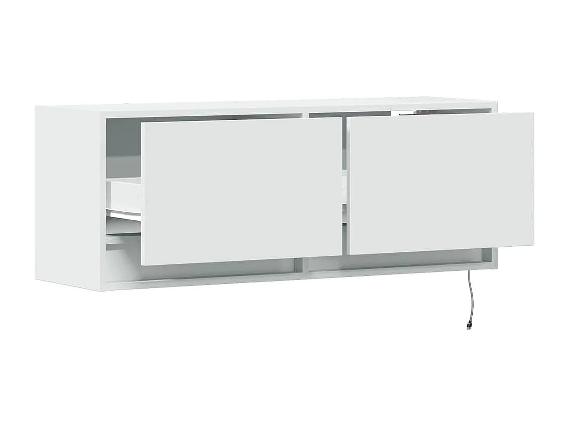 Mobile porta TV a parete con luci LED, bianco, 100x31x35 cm