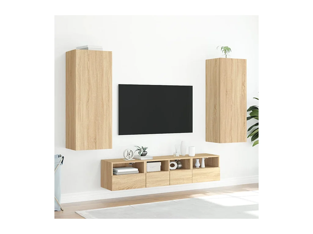 Meuble TV mural chêne sonoma 40,5x30x102 cm bois d'ingénierie