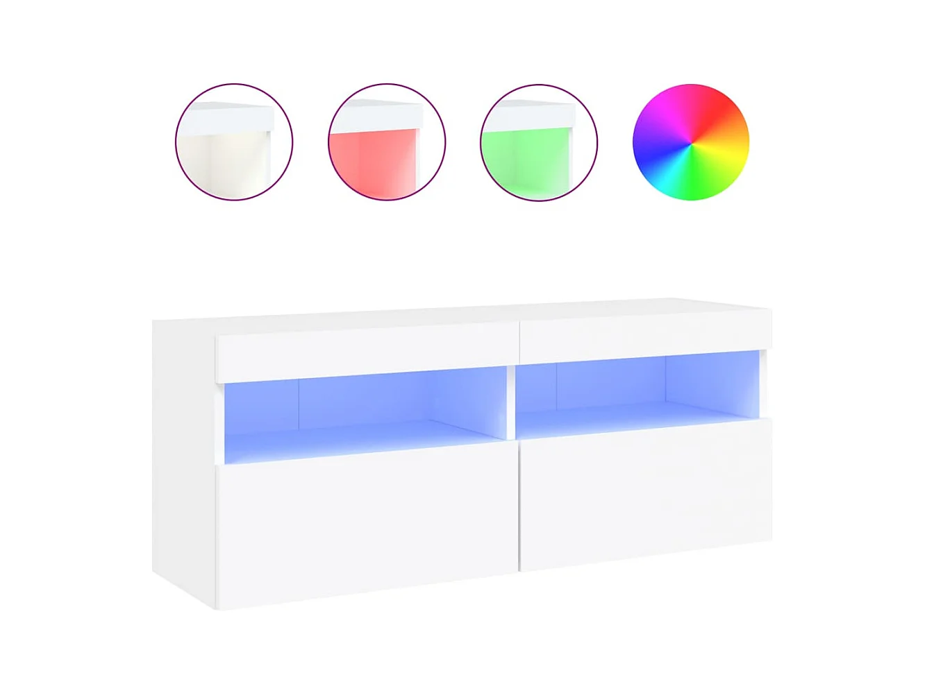 Mobile porta TV a parete con luci LED, bianco, 100x30x40 cm