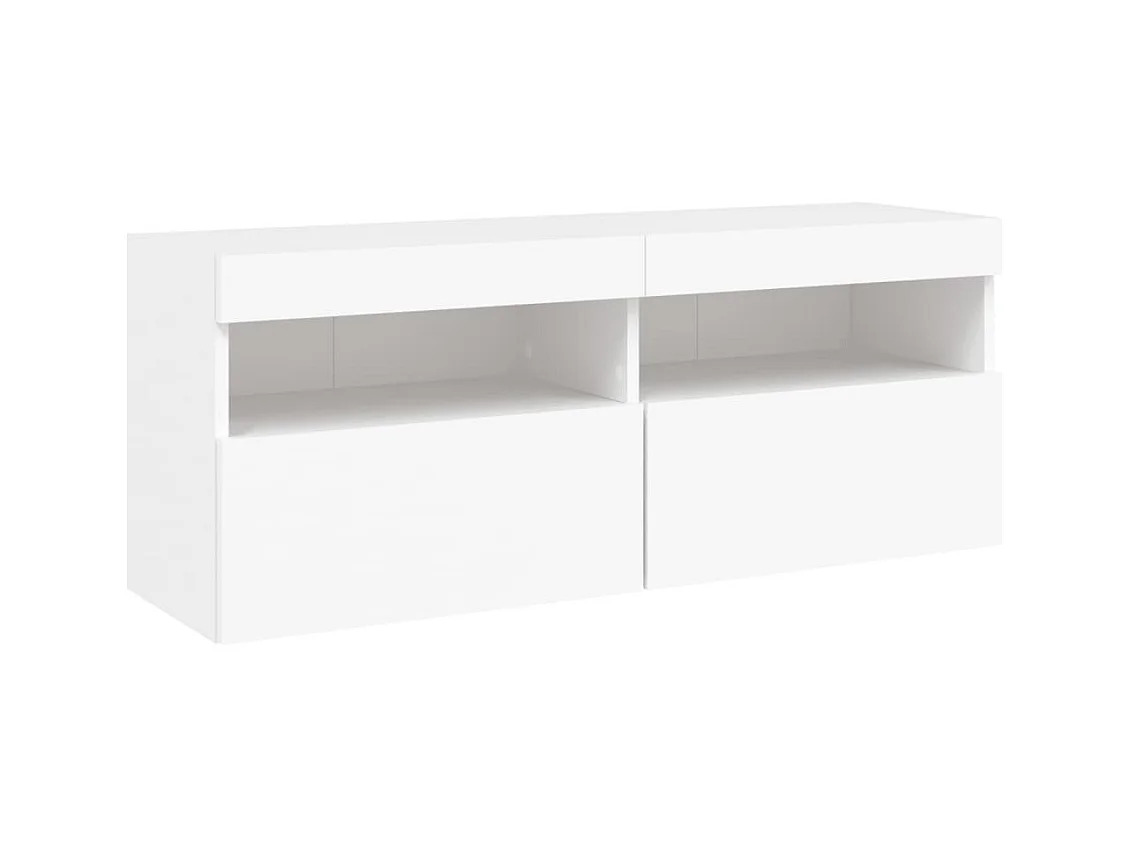 Mobile porta TV a parete con luci LED, bianco, 100x30x40 cm