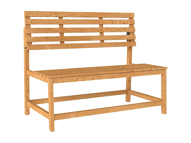 2-zits omvormbare tuinbank, weerbestendig, grenen, teak (110x61x89cm)