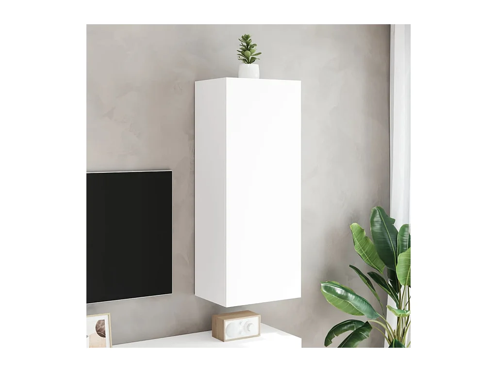 Mobile porta TV bianco da parete 40,5x30x102 cm in legno ingegnerizzato