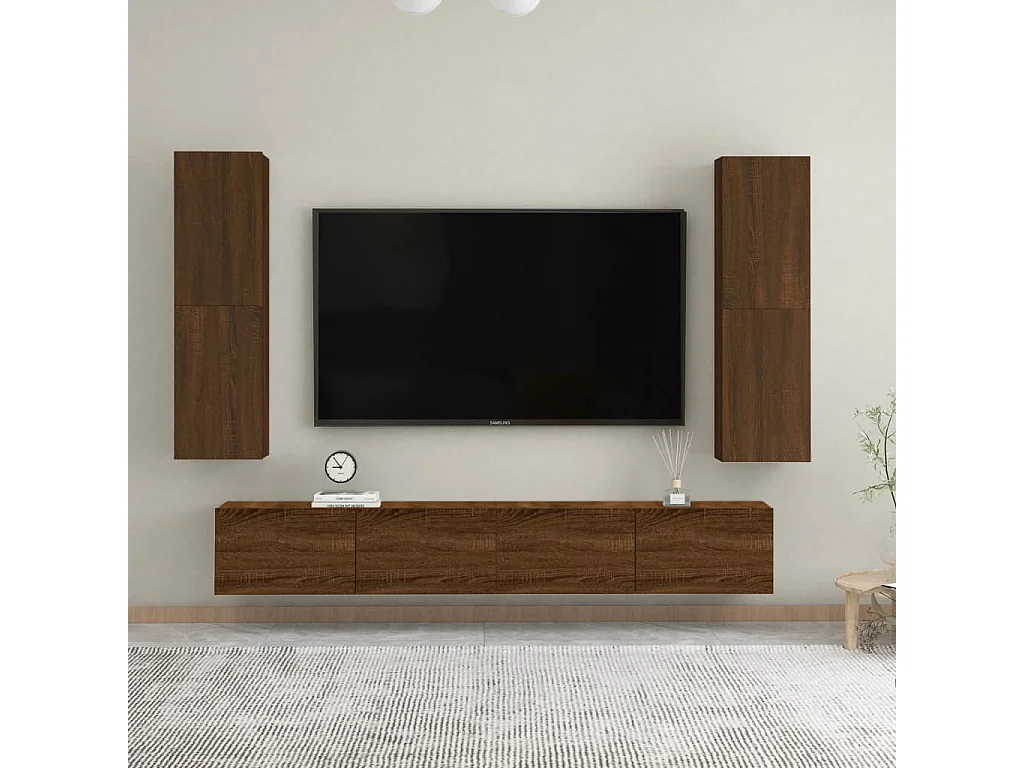 Mueble TV de pared Roble marrón 30,5x30x110 cm