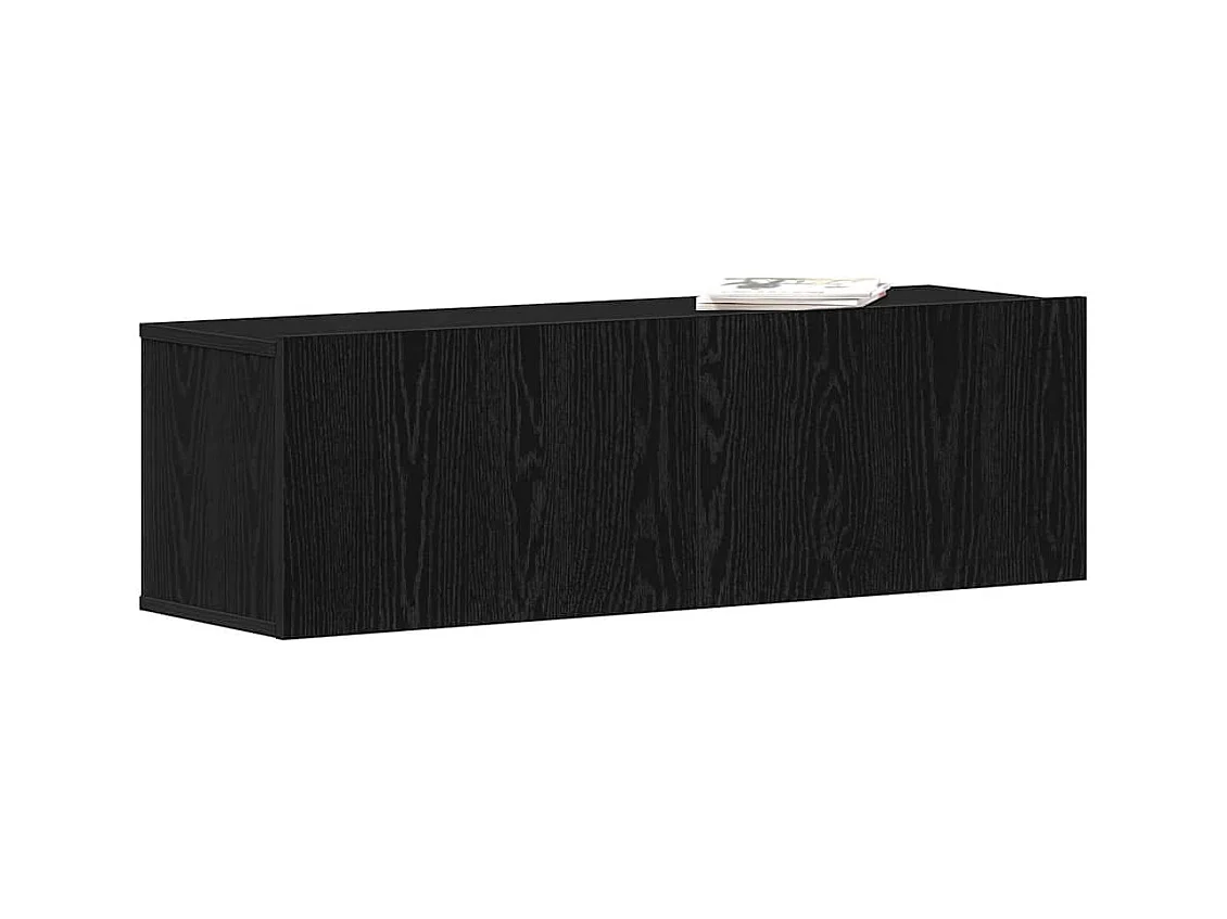 Meuble TV mural en chêne noir 100x30x30 cm en bois reconstitué