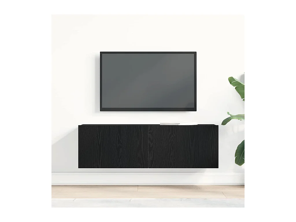 Meuble TV mural en chêne noir 100x30x30 cm en bois reconstitué