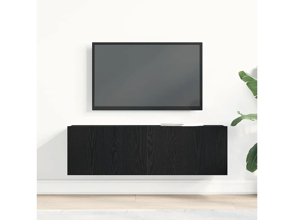 Wandmontierter TV-Schrank aus schwarzer Eiche 100x30x30 cm aus rekonstituiertem Holz