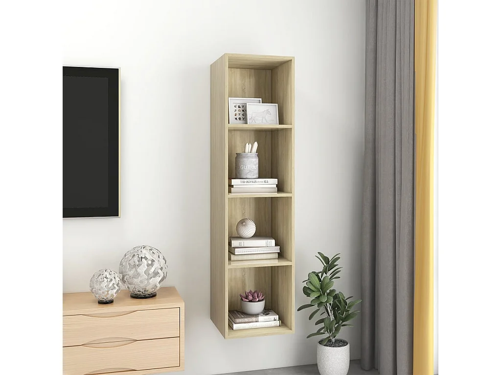Mueble de TV de pared roble Sonoma 37x37x142,5 cm Madera de ingeniería