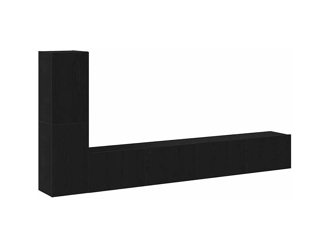 Ensemble de meubles TV mural en bois noir, 3 pièces