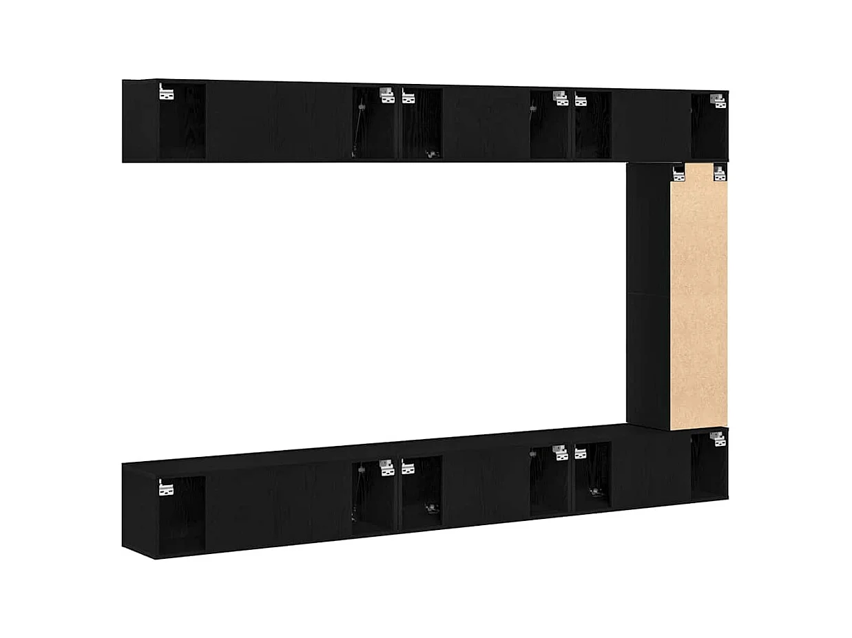 Ensemble TV en 7 pièces - Suspendu, chêne noir, bois d'ingénierie