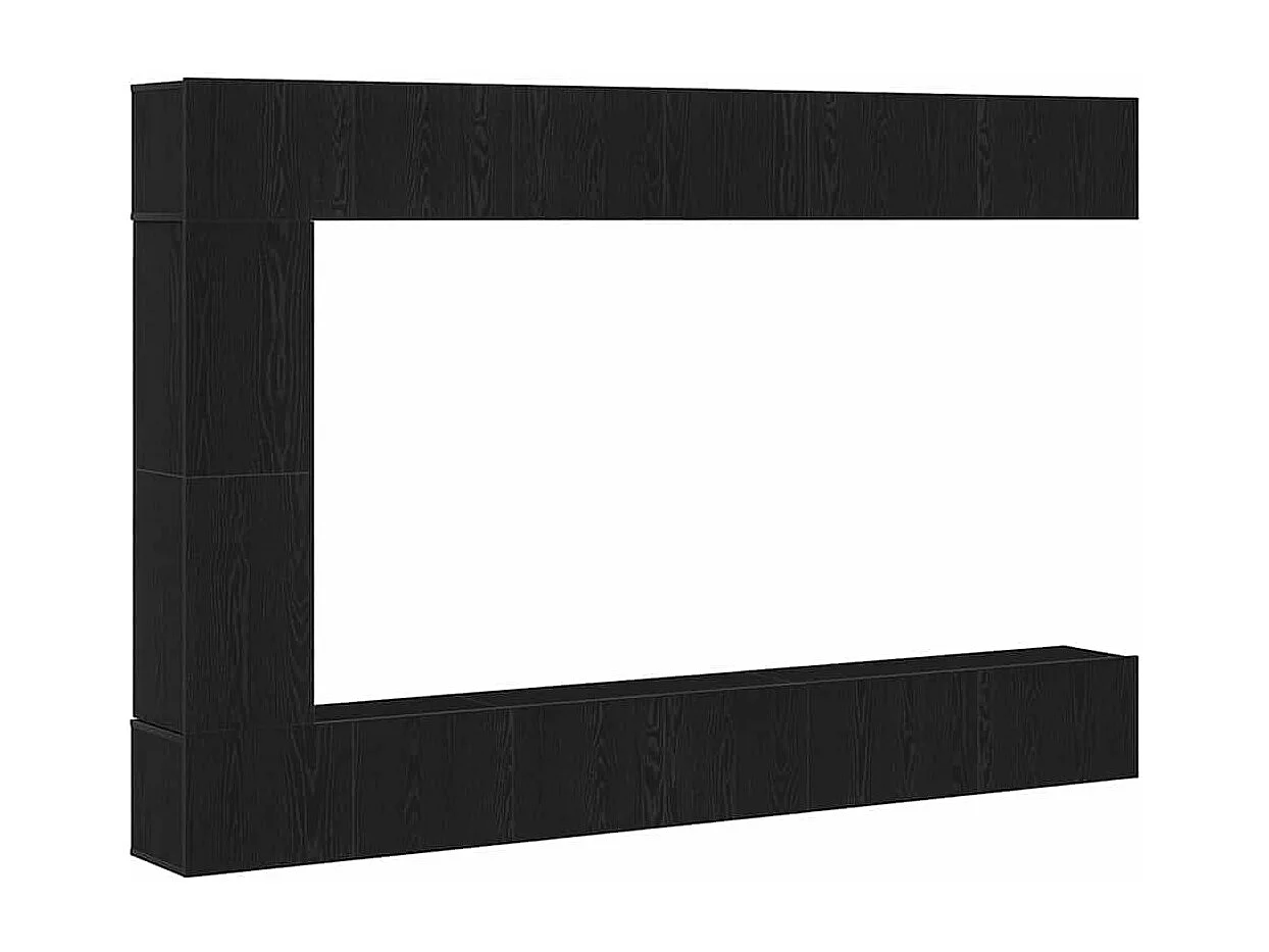 Set TV da 7 pezzi - Montaggio a parete, Rovere nero, Legno ingegnerizzato