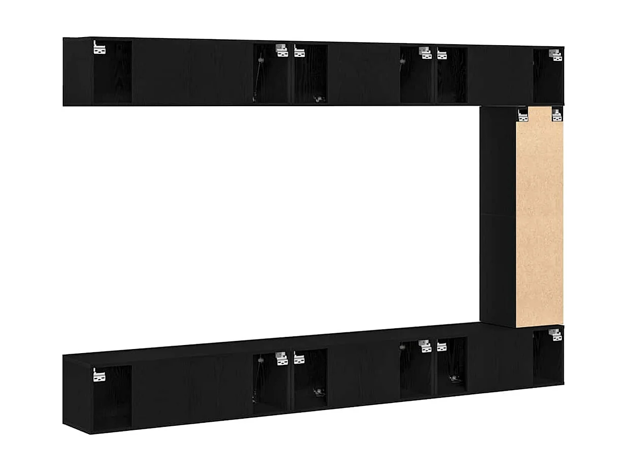 Set TV da 7 pezzi - Montaggio a parete, Rovere nero, Legno ingegnerizzato