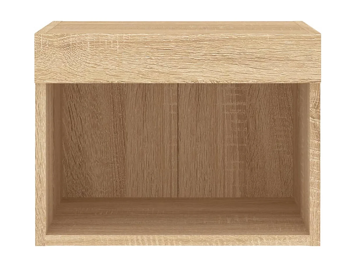 Table de chevet murale avec lumières LED chêne sonoma