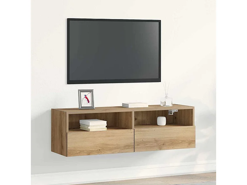Mobile porta TV da parete in rovere fatto a mano 100x30x30 cm in legno ingegnerizzato