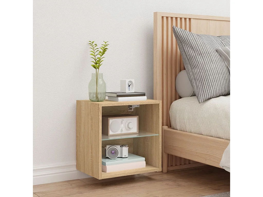 Sonoma Eiken Wandnachtkastje met LED-verlichting