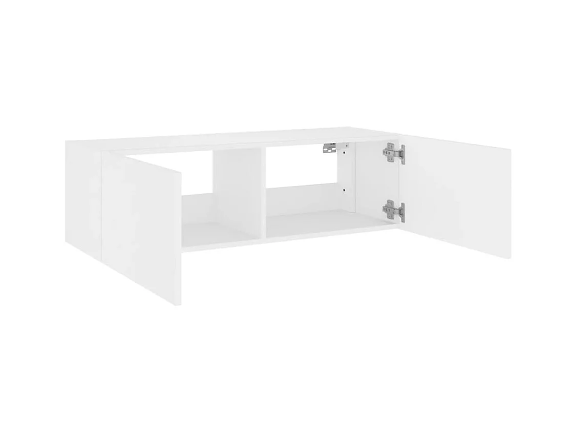 Wandmontierter TV-Schrank mit LED-Beleuchtung, weiß, 100x35x31 cm