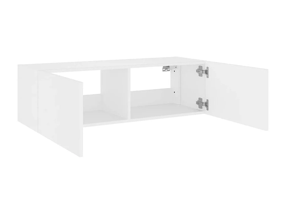 Mobile porta TV a parete con luci LED, bianco, 100x35x31 cm