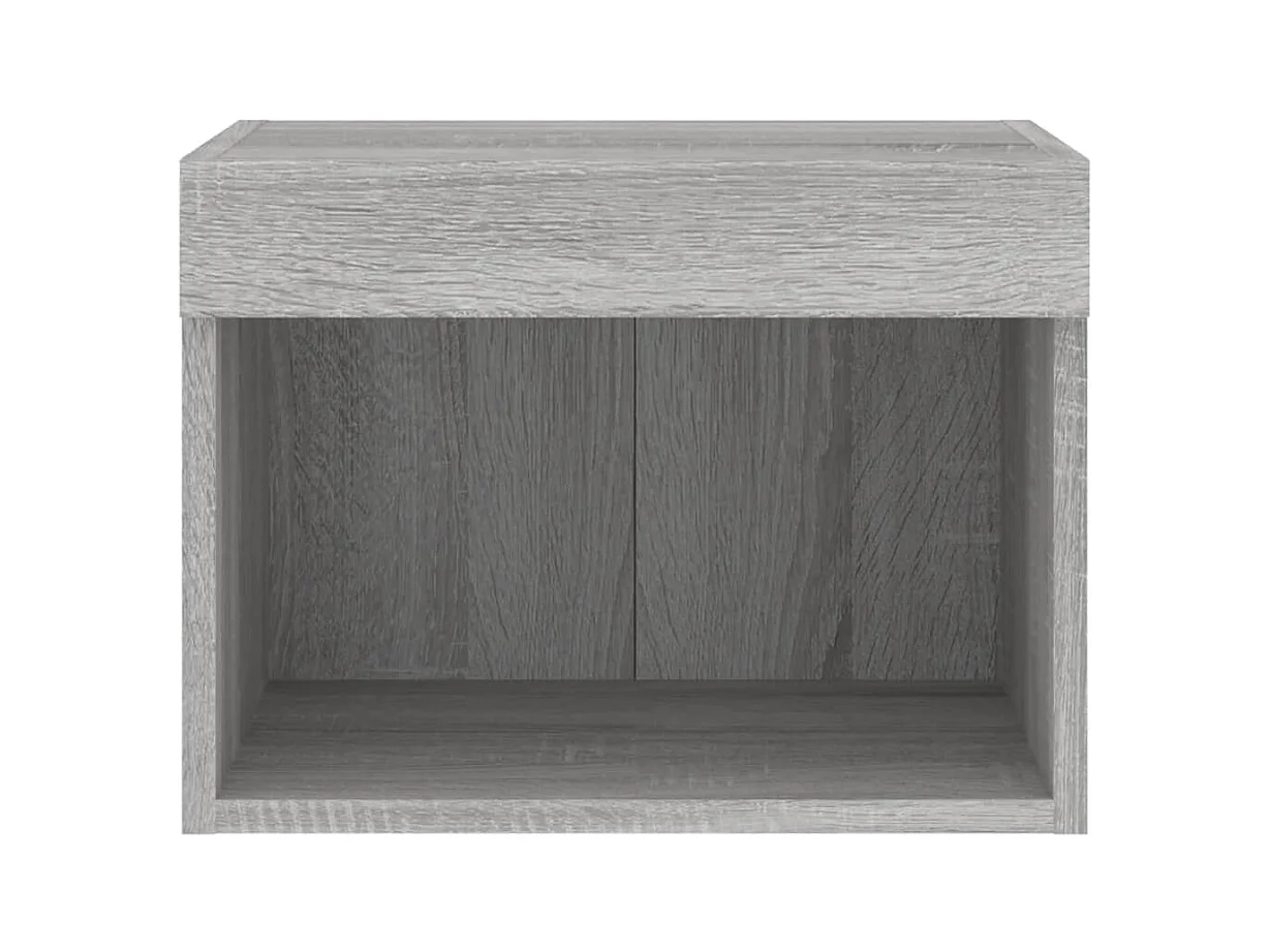 Nachttisch zur Wandmontage mit LED-Leuchten, Sonoma, Grau