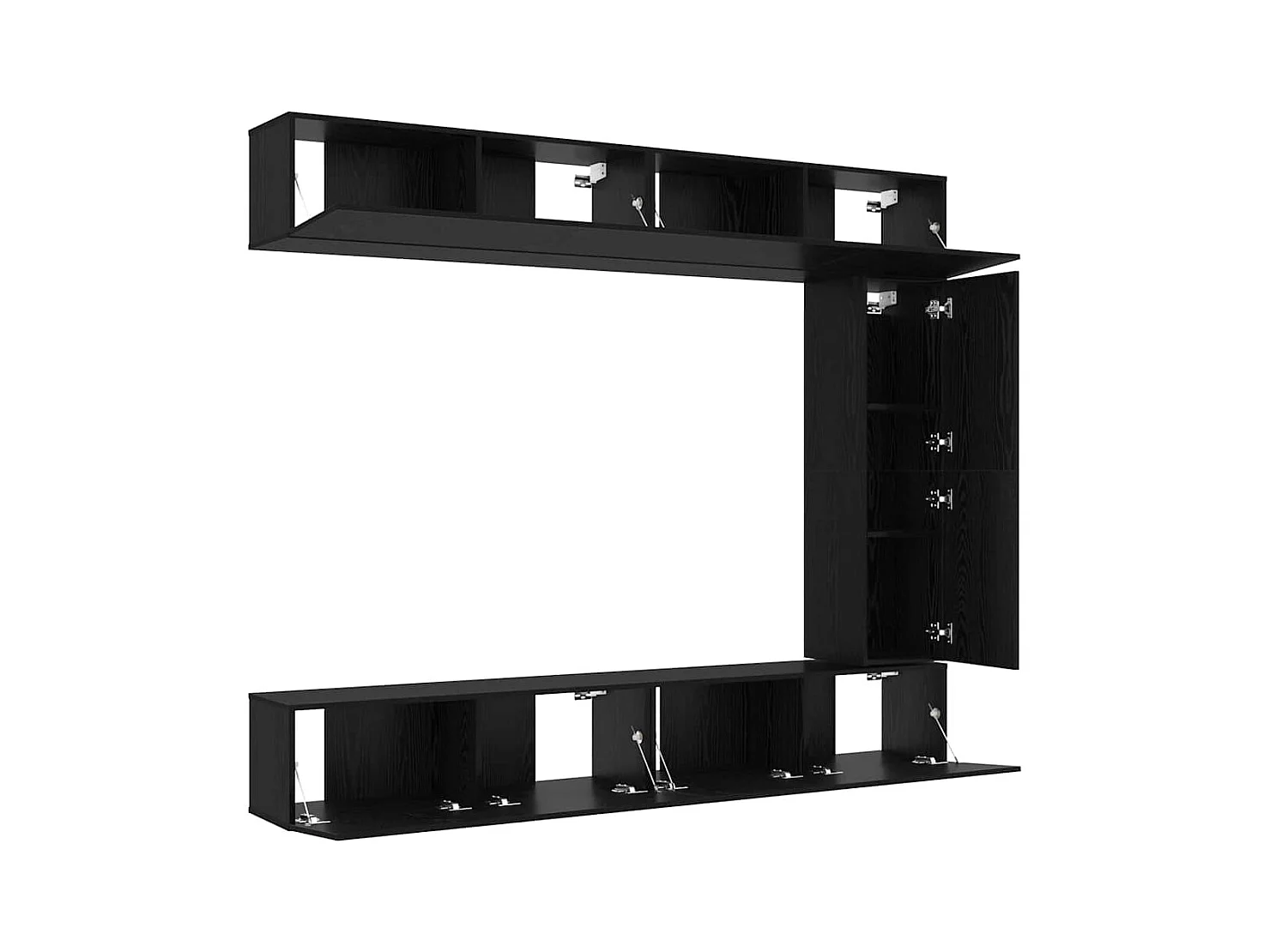 Ensemble de meubles TV mural 5 pièces en bois noir et chêne de