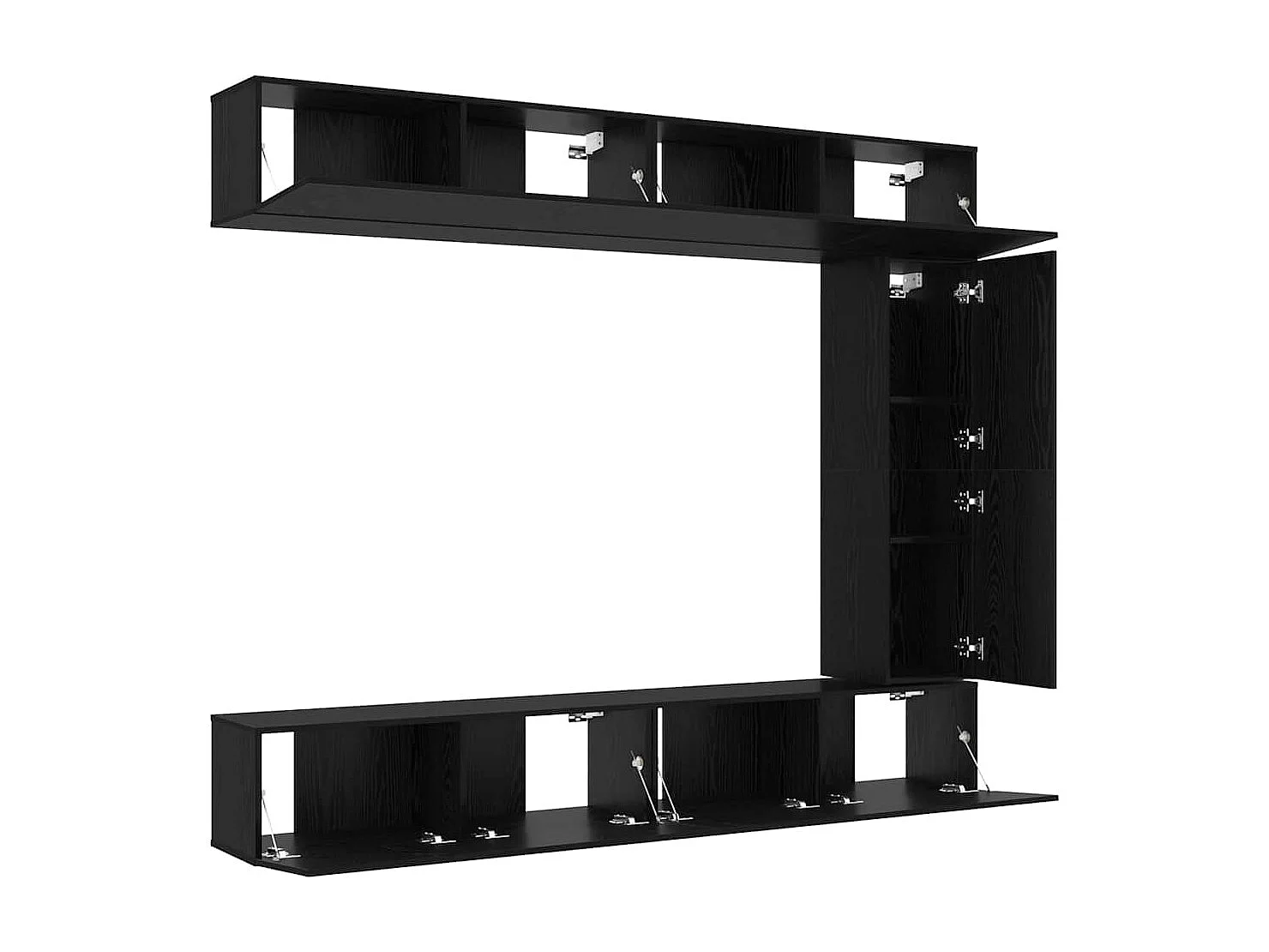 Ensemble de meubles TV mural 5 pièces en bois noir et chêne de