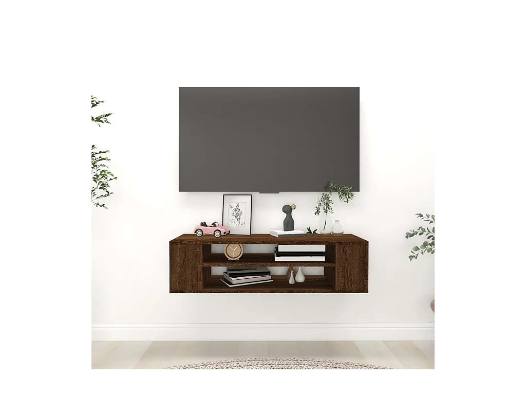 Armoire TV suspendue Chêne marron 100x30x26,5cm Bois Ingénierie