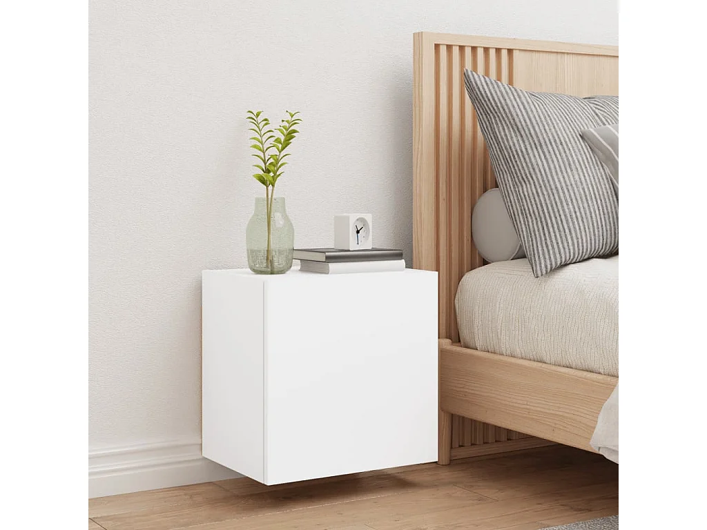 Meuble TV mural blanc 40,5x30x40 cm bois d'ingénierie