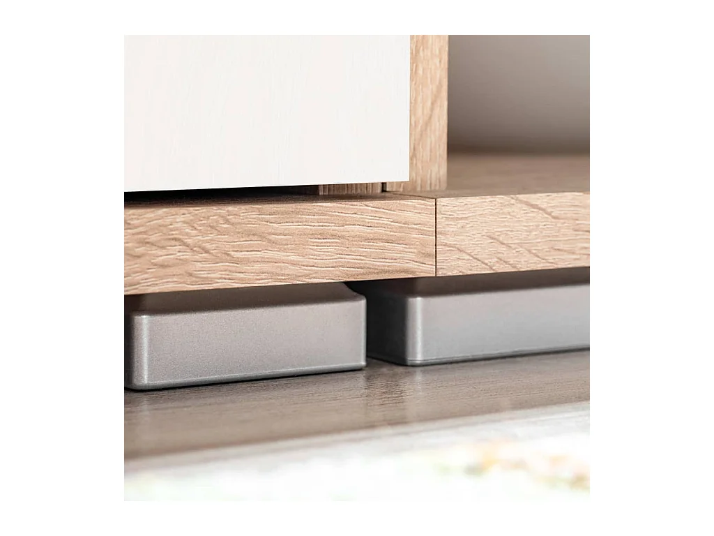 Wandmeubel met LED-verlichting Sonoma eiken en wit