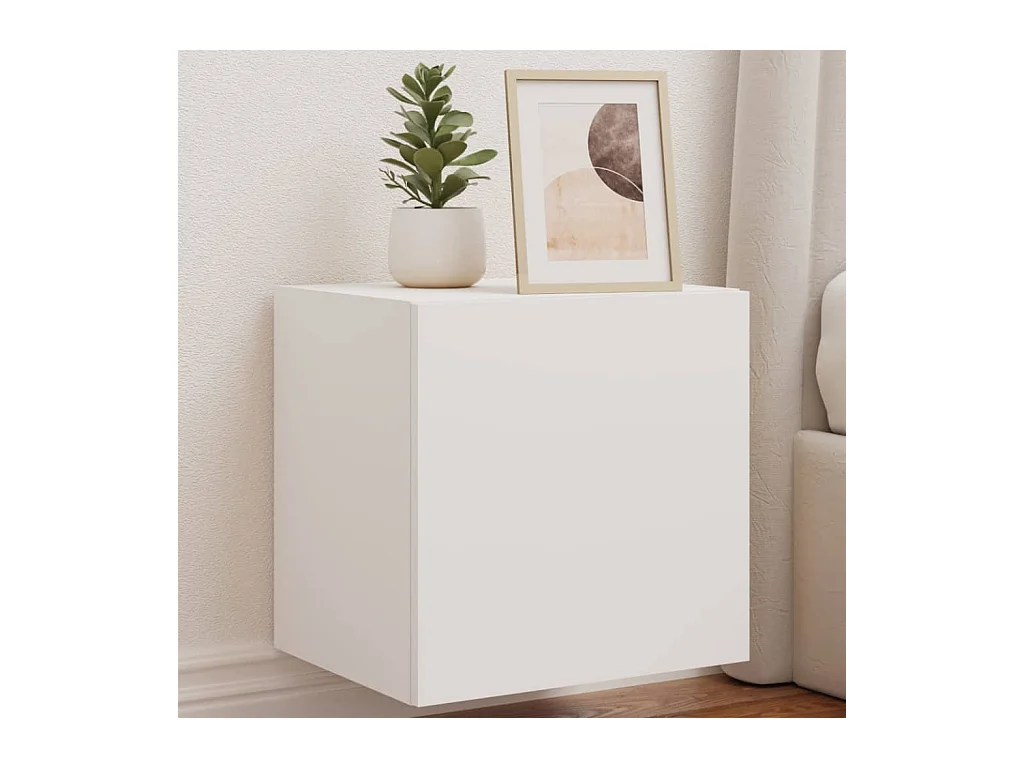 Wandmontierter TV-Schrank mit LED-Beleuchtung, weiß, 40,5 x 35 x 40 cm