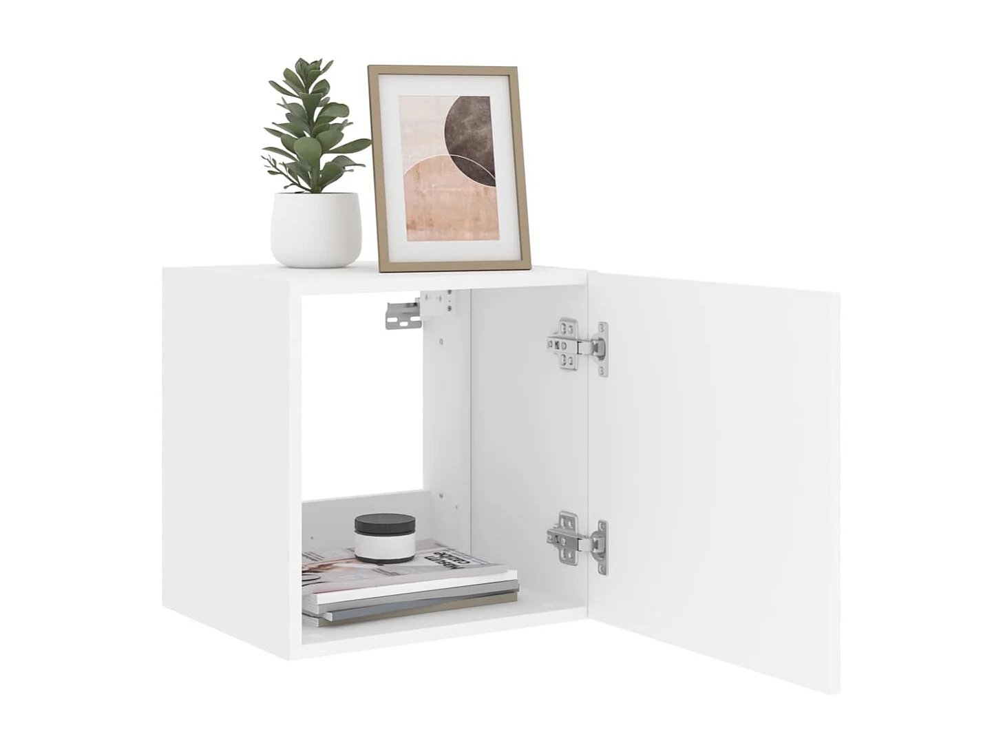 Wandmontierter TV-Schrank mit LED-Beleuchtung, weiß, 40,5 x 35 x 40 cm