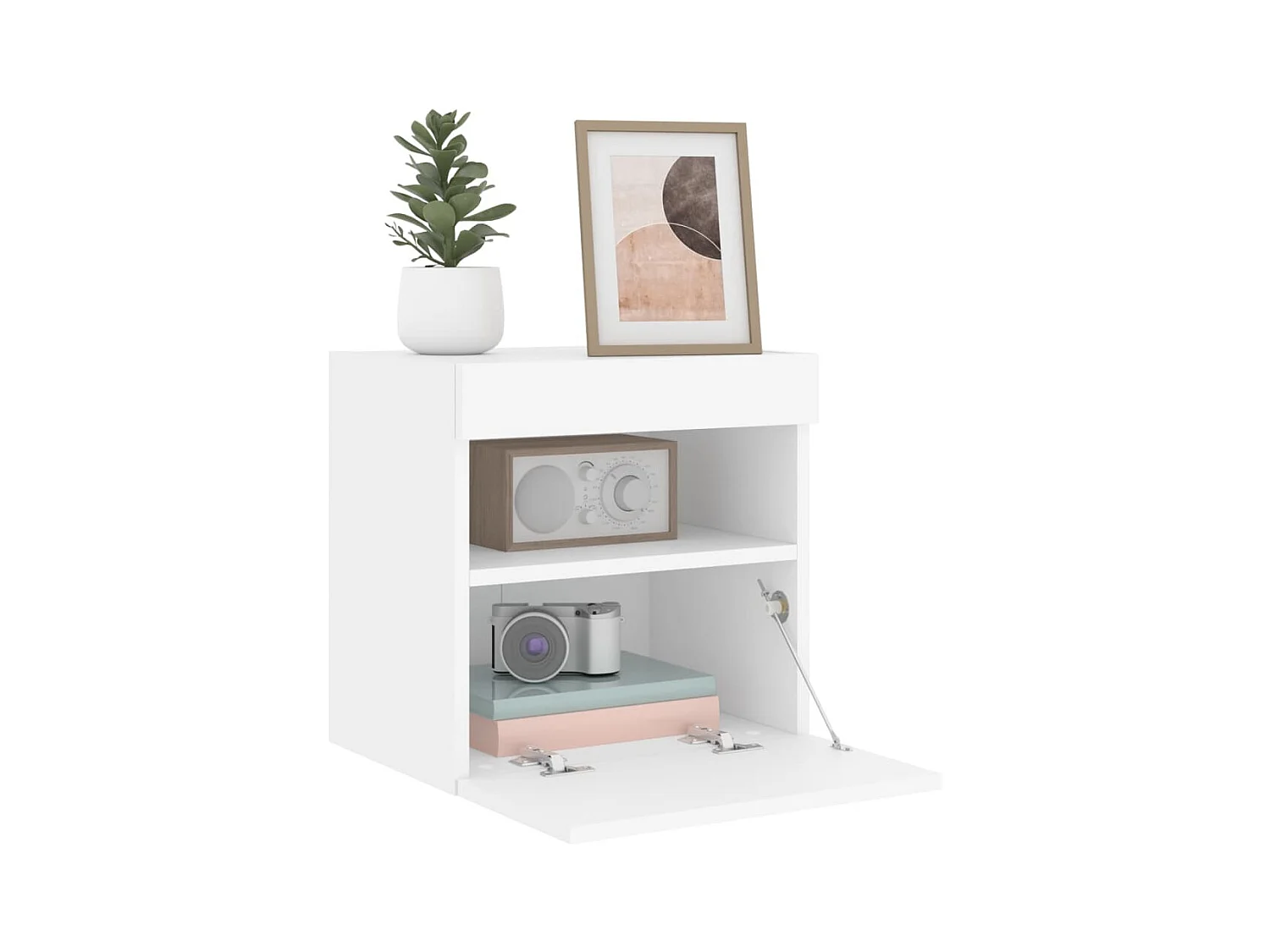 Mobile porta TV a parete con luci LED, bianco, 40x30x40 cm