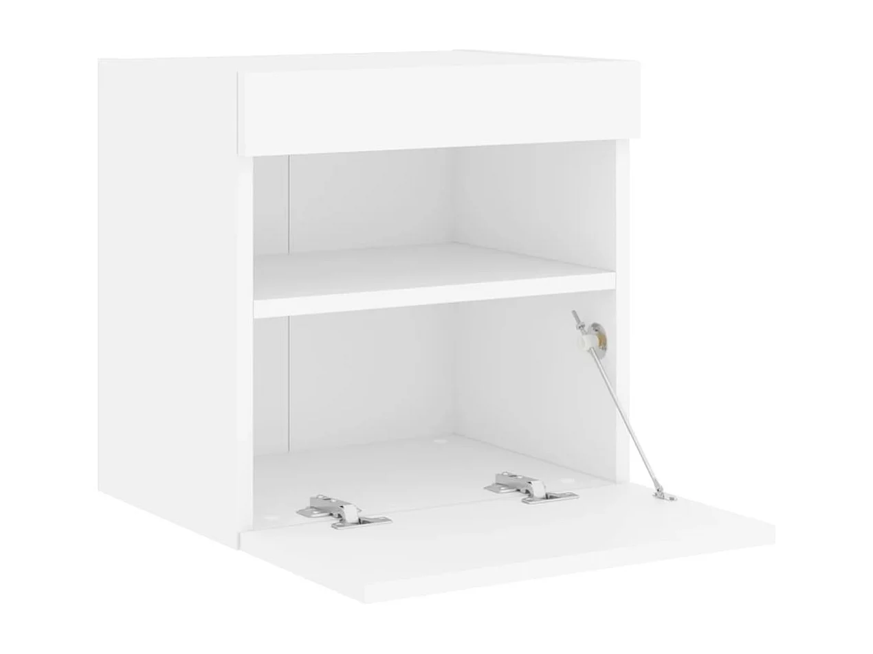 Mobile porta TV a parete con luci LED, bianco, 40x30x40 cm