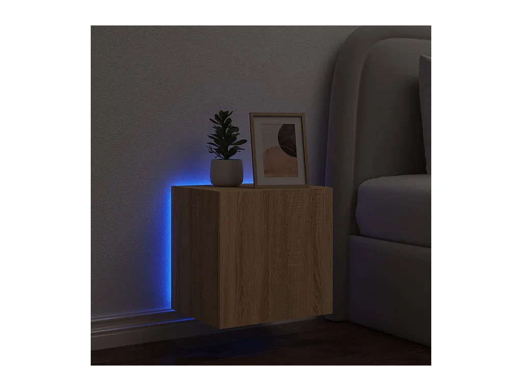 TV-Wandschrank mit LED-Beleuchtung, Sonoma-Eiche, 40,5 x 35 x 40 cm
