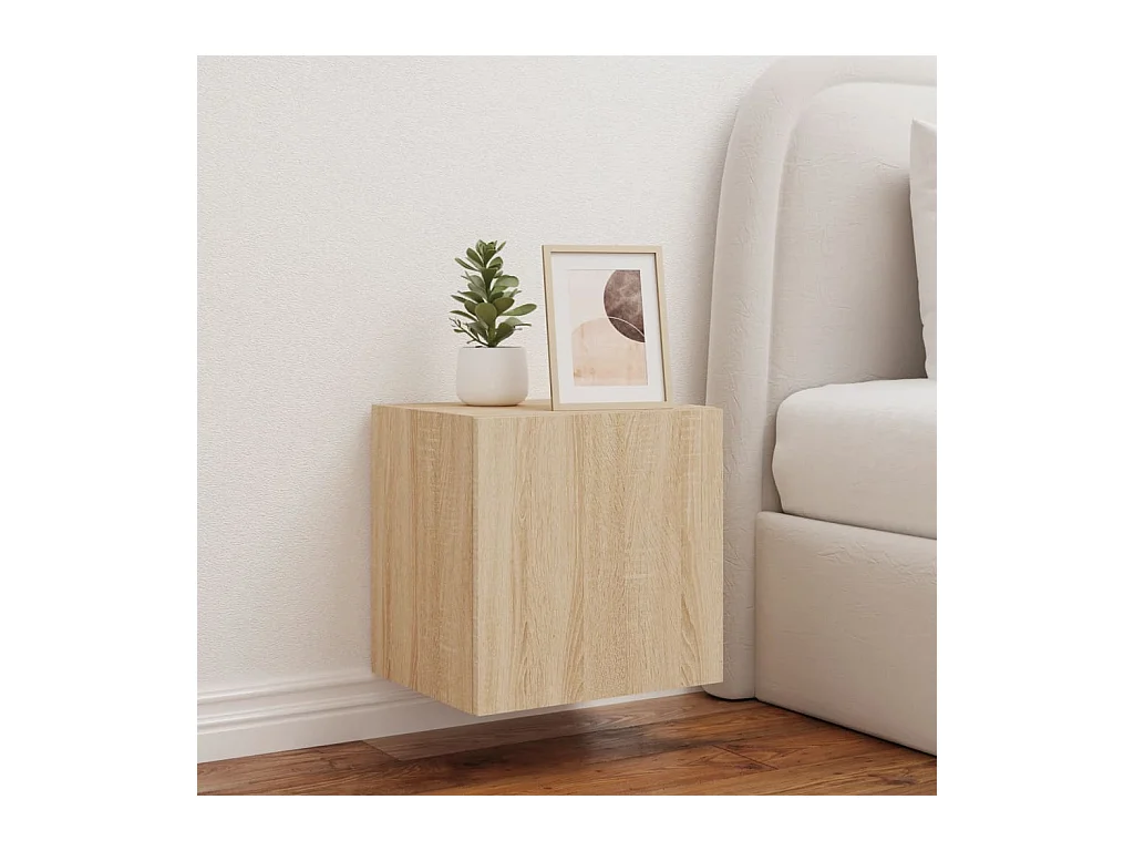 TV-Wandschrank mit LED-Beleuchtung, Sonoma-Eiche, 40,5 x 35 x 40 cm
