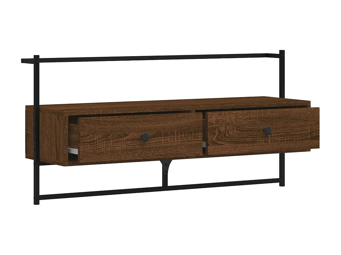 Mueble de TV de pared roble marrón 100,5x30x51 cm madera de ingeniería