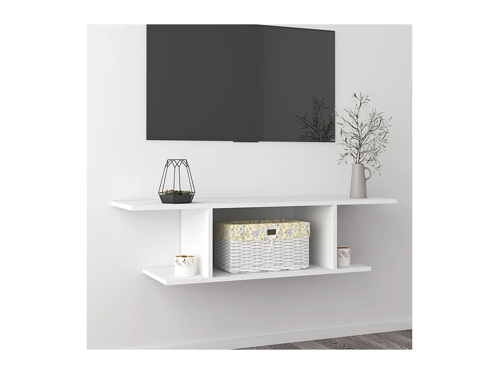 Meuble TV mural Blanc 103x30x26,5 cm