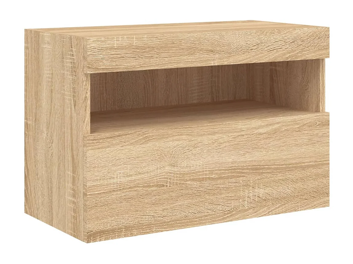 Mobile porta TV a parete con luci LED Rovere Sonoma 60x30x40 cm