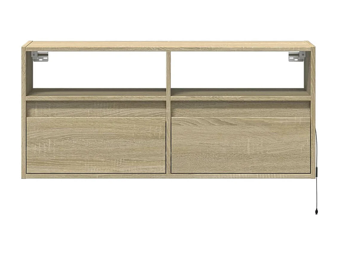 Mobile TV a parete con luci LED, rovere Sonoma, 100x31x45 cm