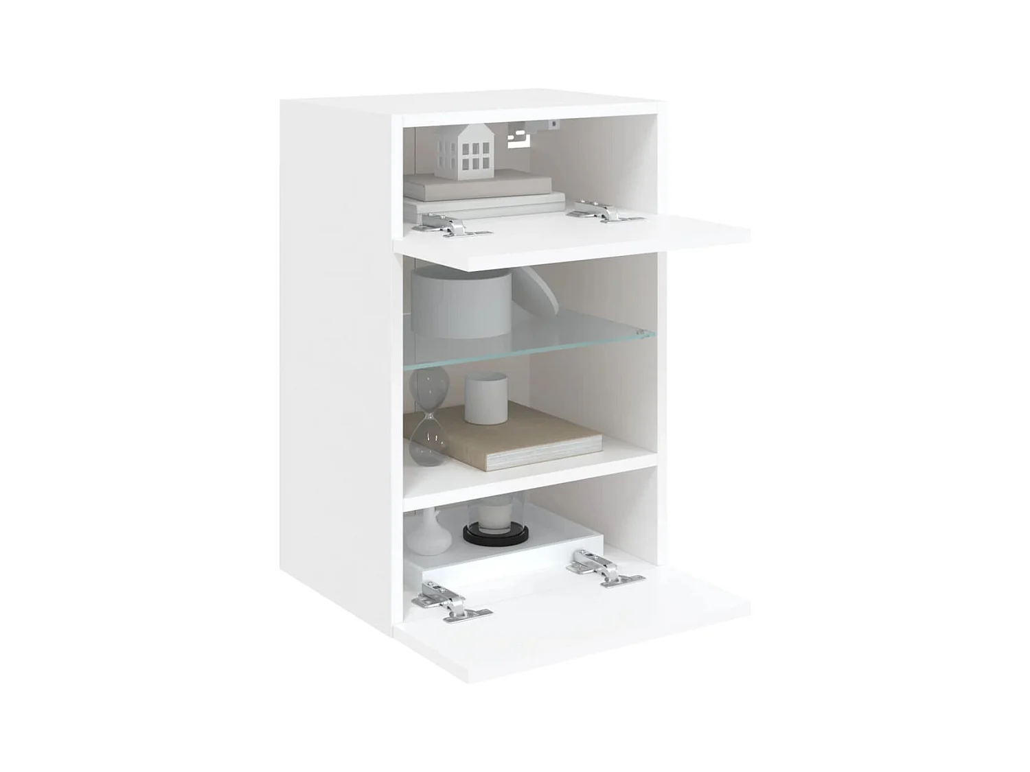 Mobile porta TV a parete con luci LED, bianco, 40x30x60,5 cm