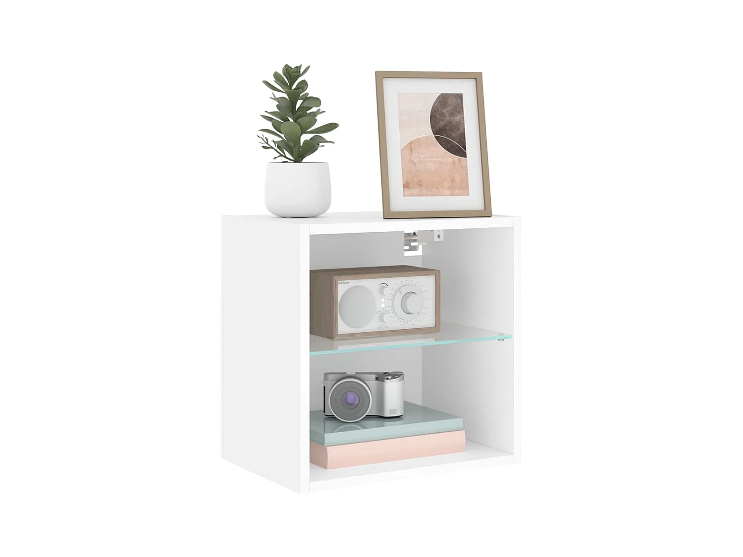 Table de chevet murale avec lumières LED blanc