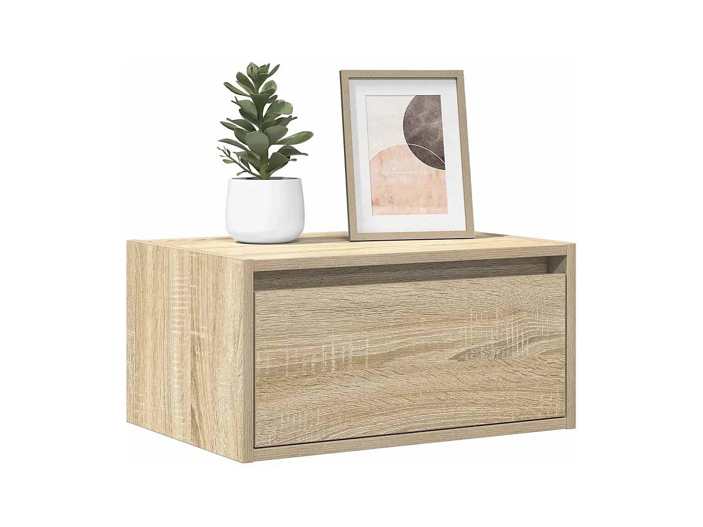 Table de chevet murale avec lumières LED chêne sonoma