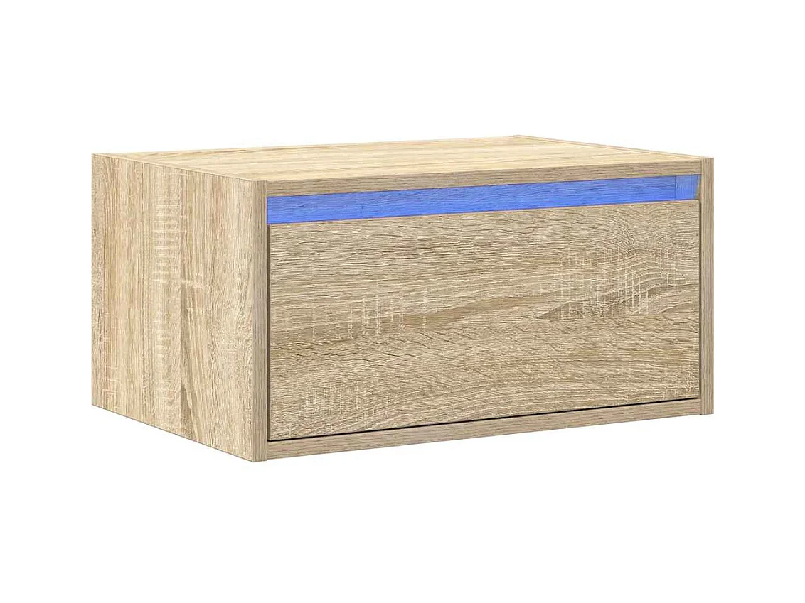 Table de chevet murale avec lumières LED chêne sonoma