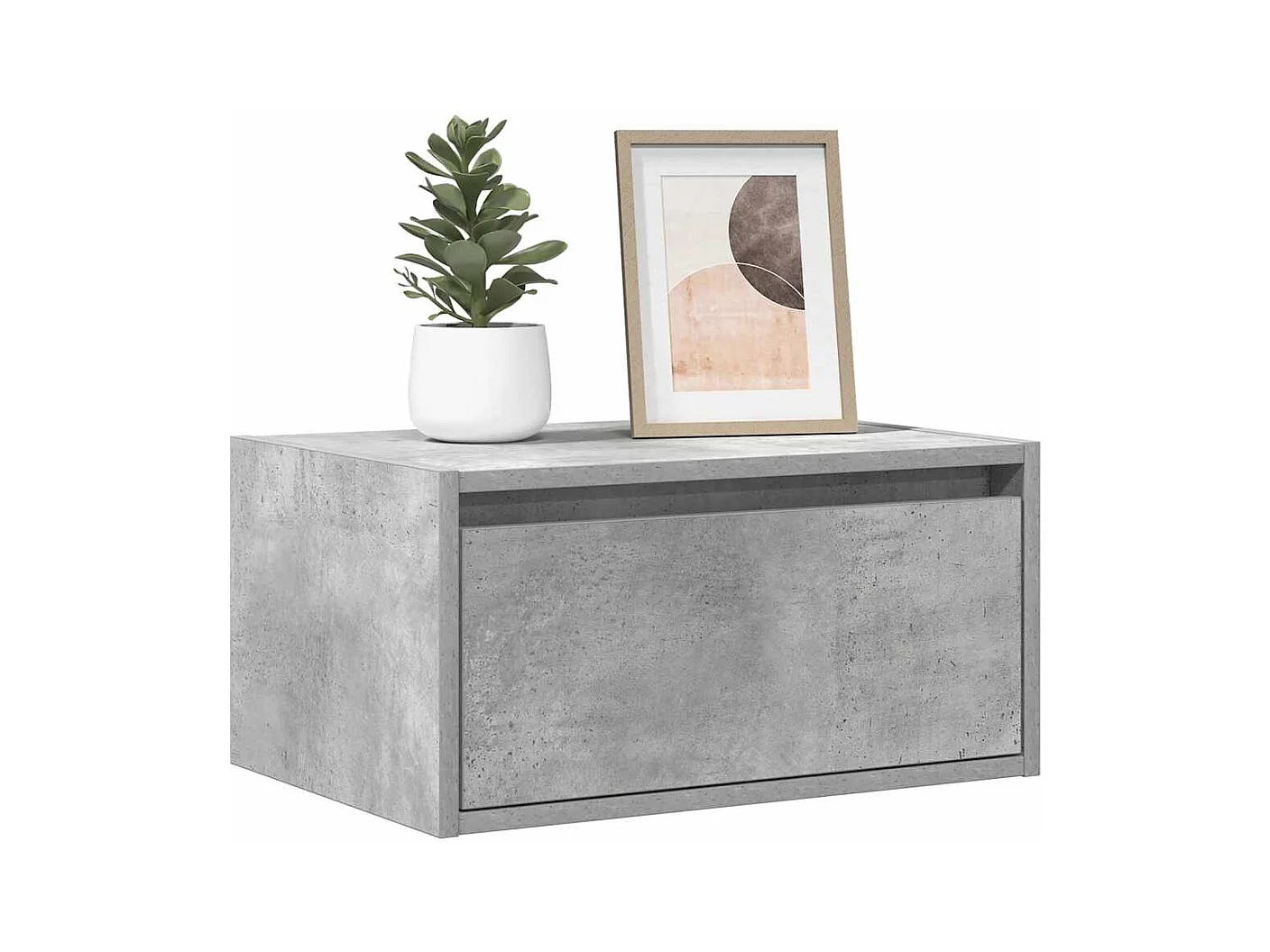 Table de chevet murale avec lumières LED gris béton