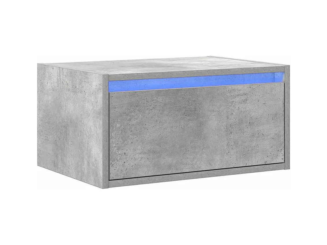 Table de chevet murale avec lumières LED gris béton