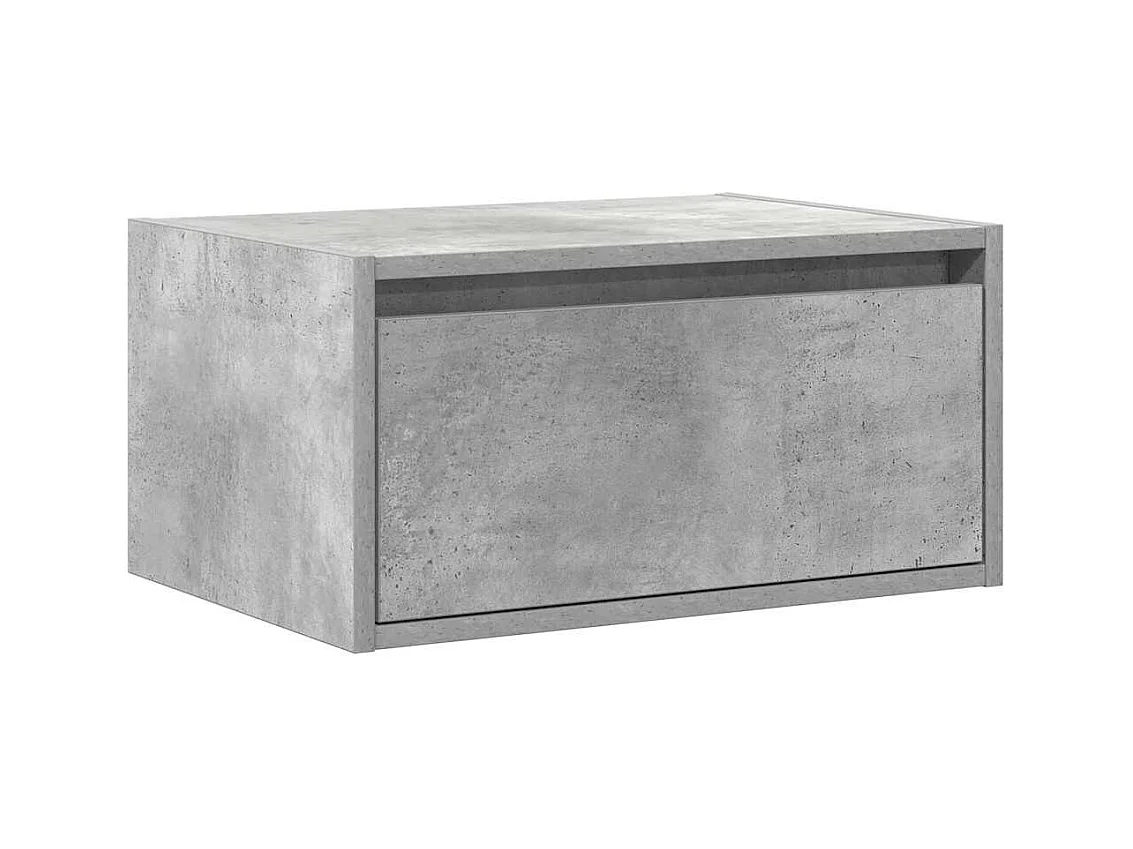 Table de chevet murale avec lumières LED gris béton