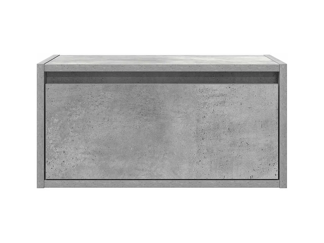 Table de chevet murale avec lumières LED gris béton