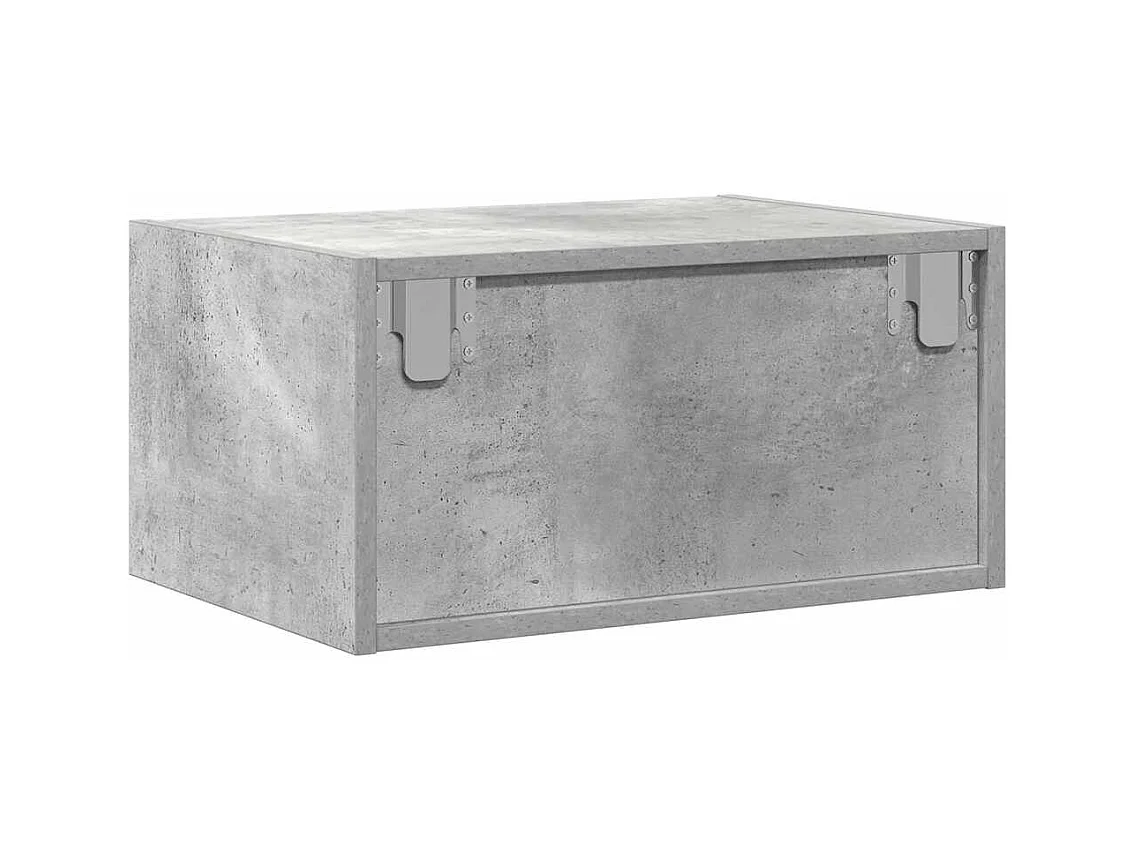 Table de chevet murale avec lumières LED gris béton