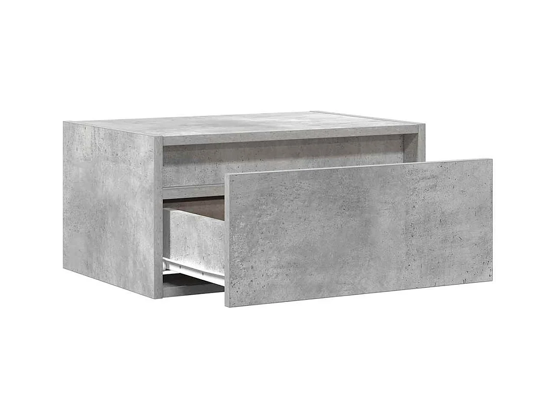 Table de chevet murale avec lumières LED gris béton