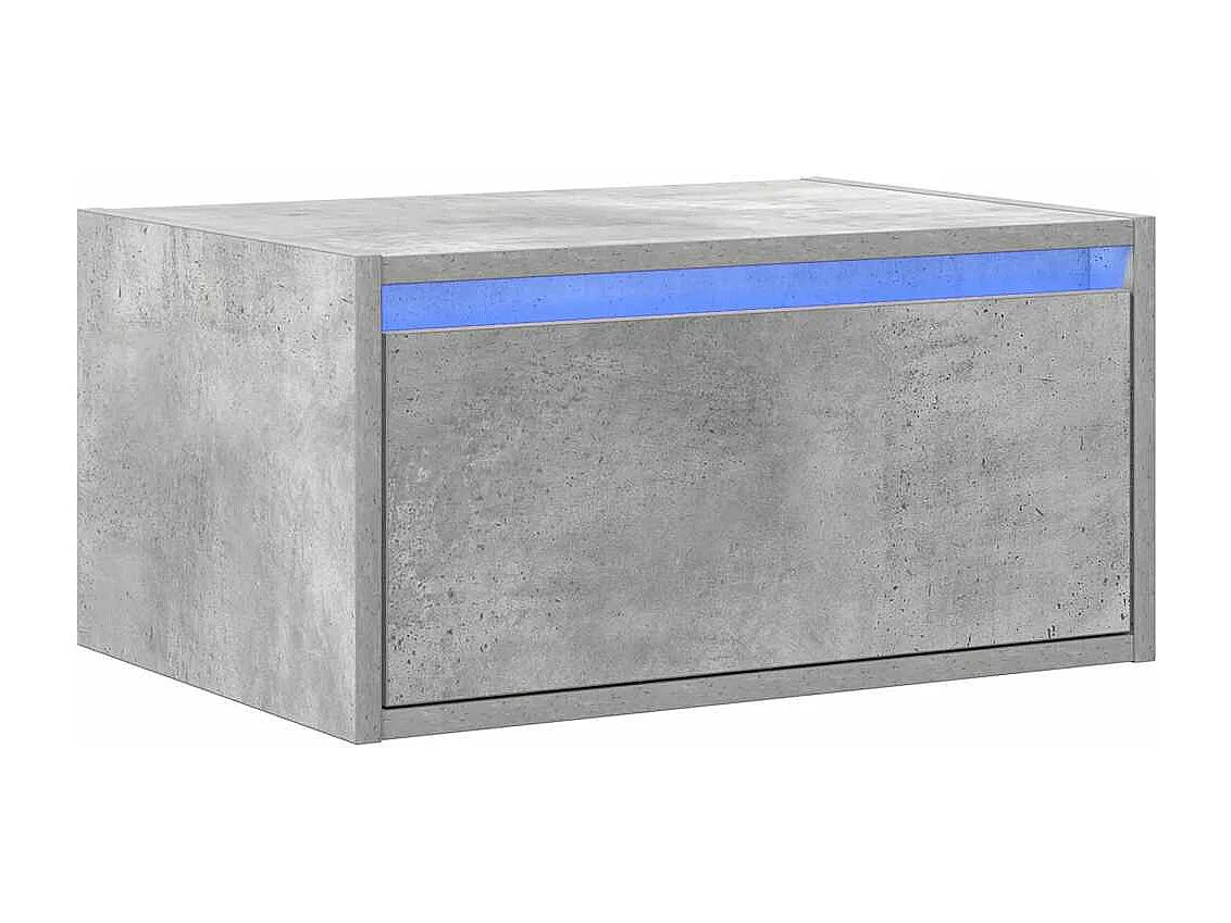 Table de chevet murale avec lumières LED gris béton