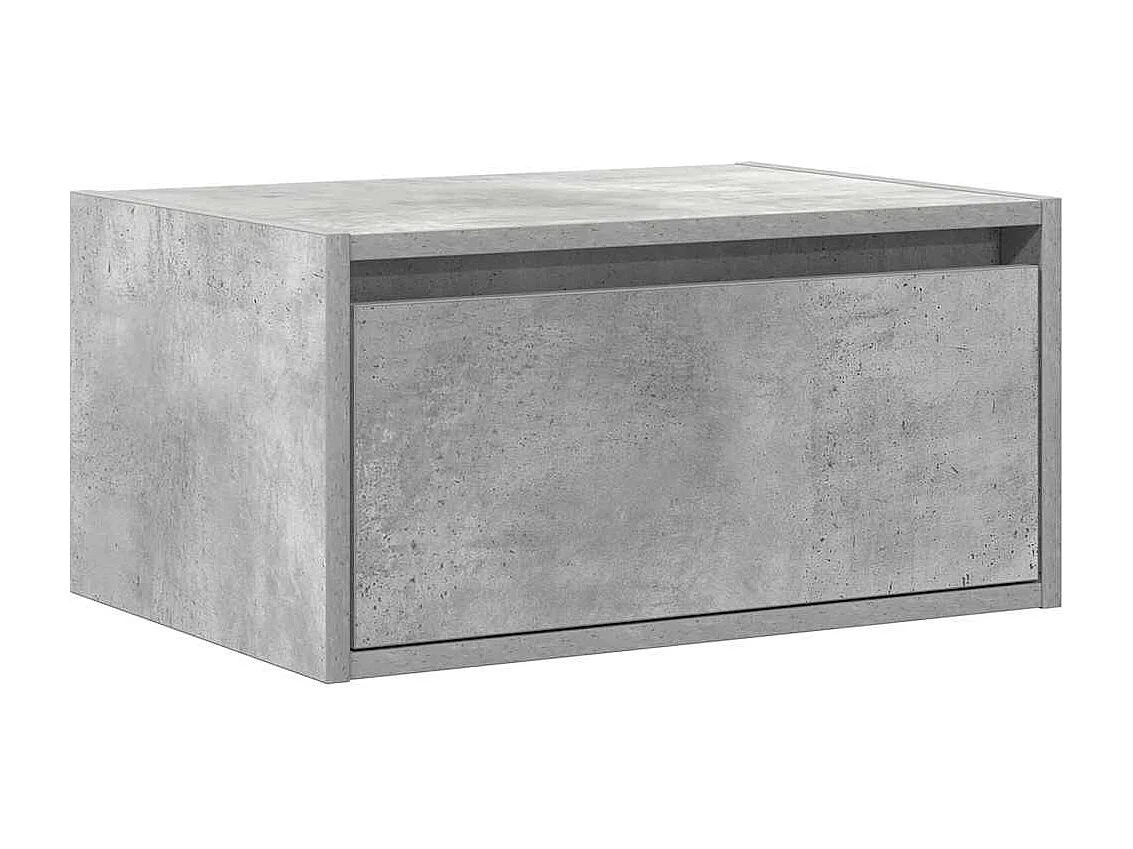 Table de chevet murale avec lumières LED gris béton